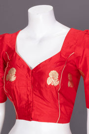 Red Banarasi Katan Silk Blouse 10073419