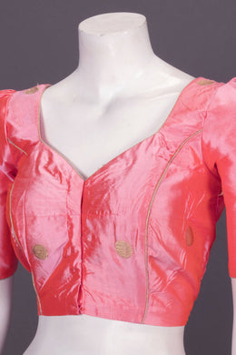Peach Orange Banarasi Katan Silk Blouse 10073418