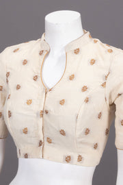 Cream Banarasi Silk Blouse 10073451