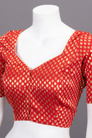 Red Banarasi Silk Blouse 10073458