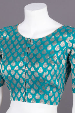 Blue Banarasi Silk Blouse 10073465