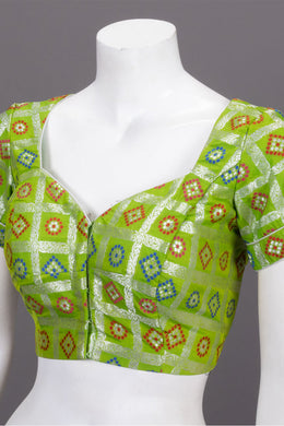 Green Banarasi Silk Blouse 10073475