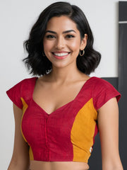  MultiColour Handcrafted Solid Cotton Blouse 10073707