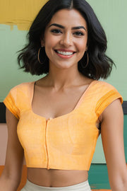 Orange Andhra Cotton Blouse 10074420