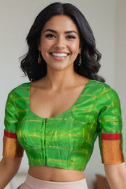 Green Gadwal Silk Blouse 10074435