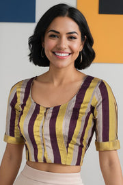 Brown Handcrafted Tussar Silk Blouse 10074508