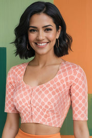 Peach Banarasi Cotton Blouse 10074510