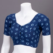 Blue Tribal Motif Indigo Hand Block Print Cotton Blouse 10074577
