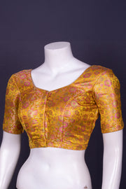 Yellow Banarasi Silk Blouse with Floral Motif 10076208