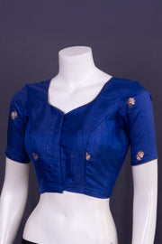 Blue Banarasi Katan Silk Blouse 10076213