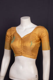 Harvest Gold Yellow Kanjivaram Soft Silk Blouse With Floral Motifs 10076629