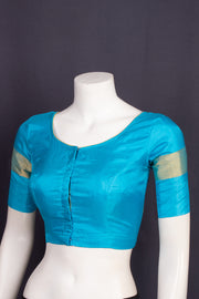Tropical Aqua Blue Kanjivaram Silk Blouse 10076643