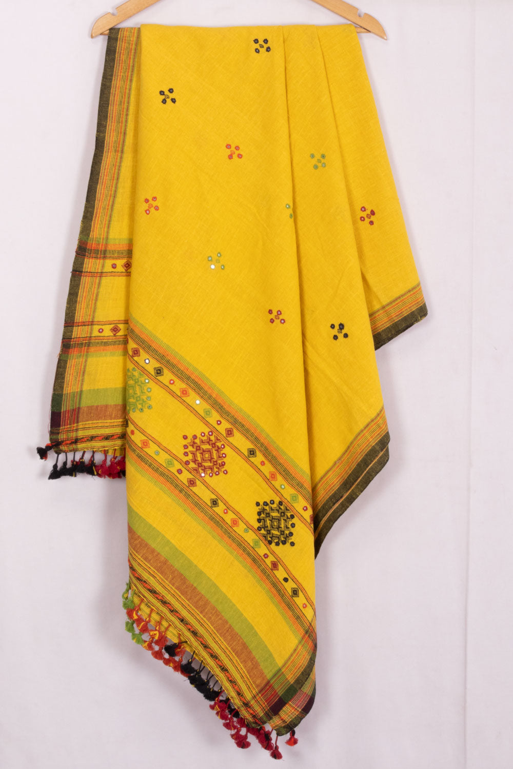 Grey - Handloom Fine Cotton Kutch Bhujodi Dupatta 08
