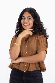 Brown Handcrafted Slub Cotton Crop Top 10073973