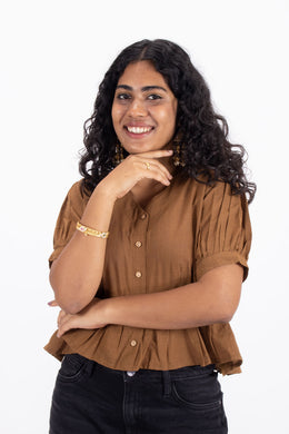 Brown Handcrafted Slub Cotton Crop Top 10073973