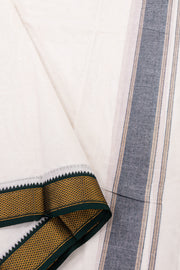 Tender White Kanchi Cotton 8 Mulam Dhoti With Gold Zari Border 10074115