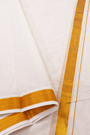 Paper White Kanchi Cotton 8 x 4 Dhoti With Gold Zari Border 10074117
