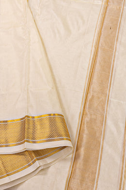 Golden Nude Kanjivaram Silk 9 x 5 Dhoti With Gold Zari Border 10076407