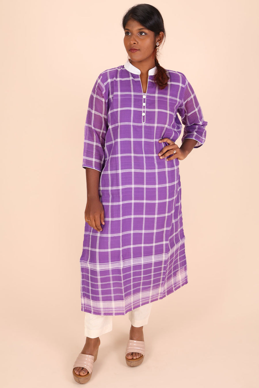 Purple Andhra cotton kurta 10070681