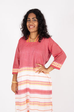 White Handcrafted Dhaniakhali Cotton Kurta 10073988