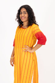 Yellow Handcrafted Dhaniakhali Cotton Kurta 10073993