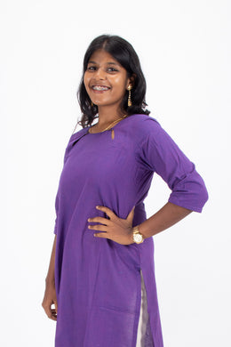 Purple Handcrafted Stripes Kurtas 10074351