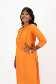 Orange Handcrafted Stripes Kurtas 10074353