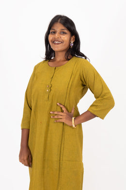 Green Handcrafted Stripes Kurtas 10074356