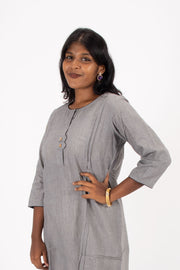 Grey Handcrafted Stripes Kurtas 10074360