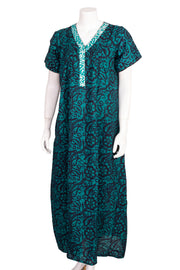 Green Batik Printed Cotton Nightwear 10076180