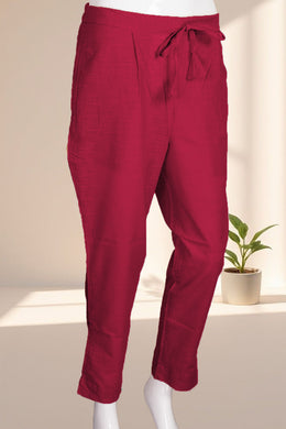 Red Solid Style Slub Cotton Pant 10075941