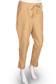 Beige Solid Style Slub Cotton Pant 10075942