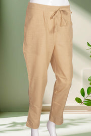 Beige Solid Style Cotton Pant 10062714 