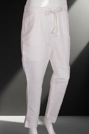 White Solid Style  Cotton Pant 10062715 