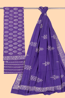 Violet 3-Piece Mulmul Cotton Salwar Suit Material 10068600 - Avishya