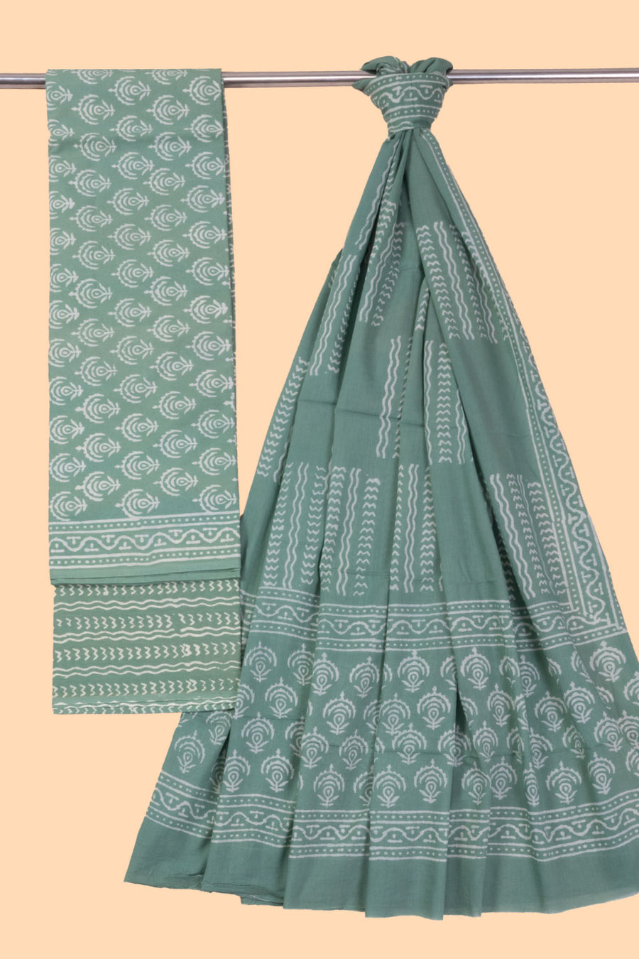 Green 3-Piece Mulmul Cotton Salwar Suit Material 10068603 - Avishya