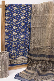 Blue 3-Piece Mulmul Cotton Salwar Suit Material With Kota Dupatta 10070087