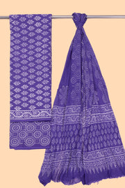 Violet 3-Piece Mulmul Cotton Salwar Suit Material
