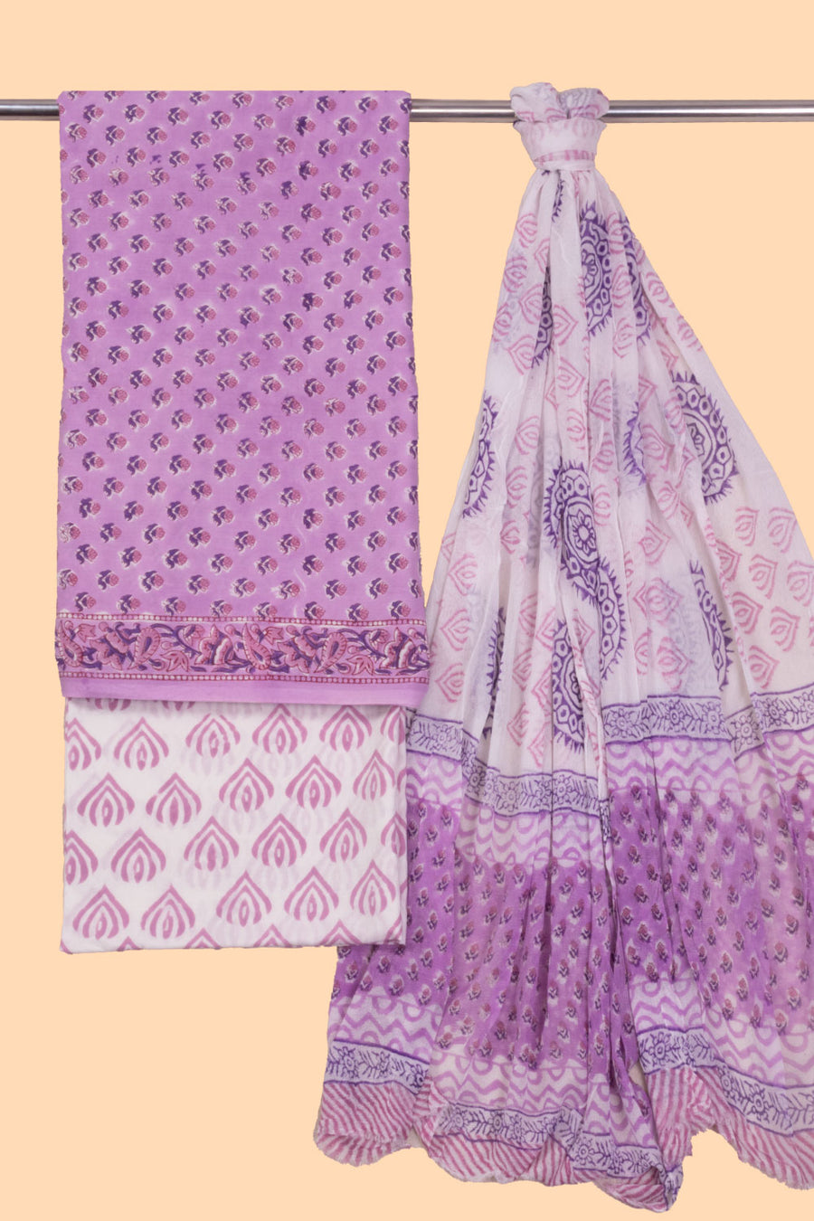 Lavender 3-Piece Mulmul Cotton Salwar Suit