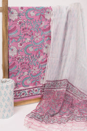 Pink 3-Piece Mulmul Cotton Salwar Suit Material 10070122