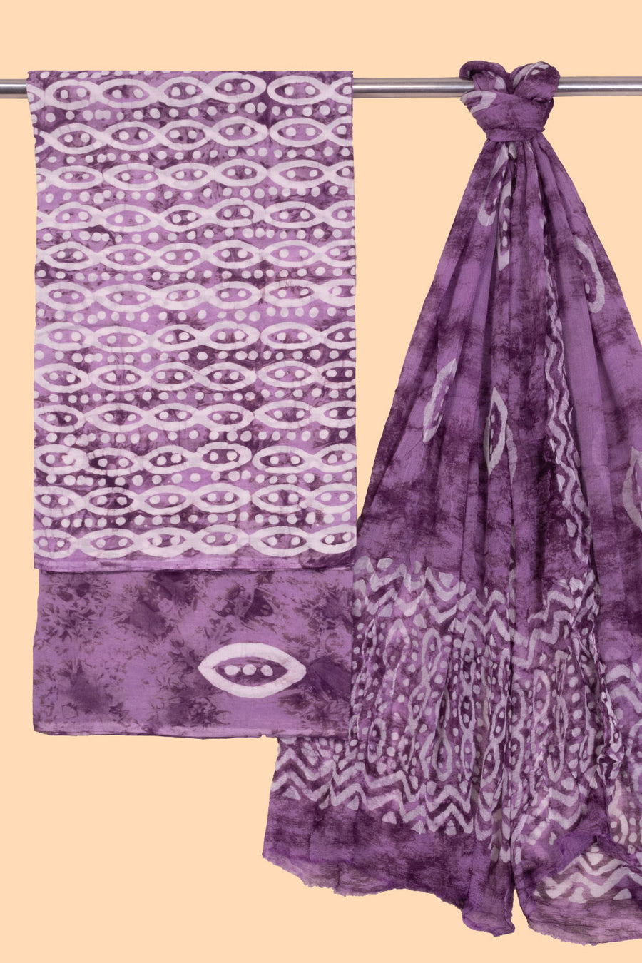 Purple 3-Piece Mulmul Cotton Salwar Suit Material 