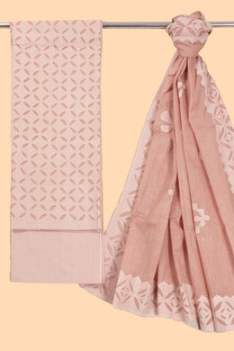 Sand Brown Solid Style Cutwork Applique Embroidered Cotton 3 Piece Salwar Suit Material