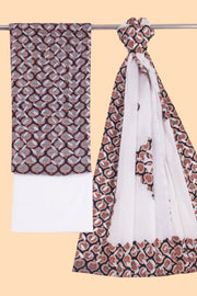 Black Ajrakh Printed Cutwork Applique Embroidered Cotton 3 Piece Salwar Suit Material 10070184