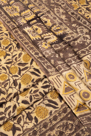 Beige Vanaspathi Printed 2-Piece Modal Silk Salwar Suit Material