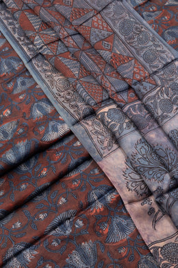 Maroon Vanaspathi Printed 2-Piece Modal Silk Salwar Suit Material