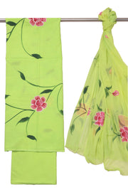 Green Hand Painted 3-Piece Salwar Suit Material 10076023