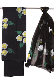 Black Hand Painted 3-Piece Salwar Suit Material 10076021