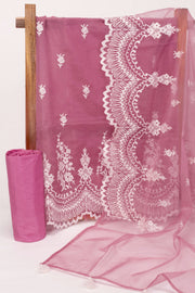 Mauve Scallop Embroidered Organza Salwar Suit Material 10073046