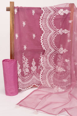 Mauve Scallop Embroidered Organza Salwar Suit Material 10073046
