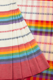 White Handloom Dhaniakhali Cotton Saree 10062569